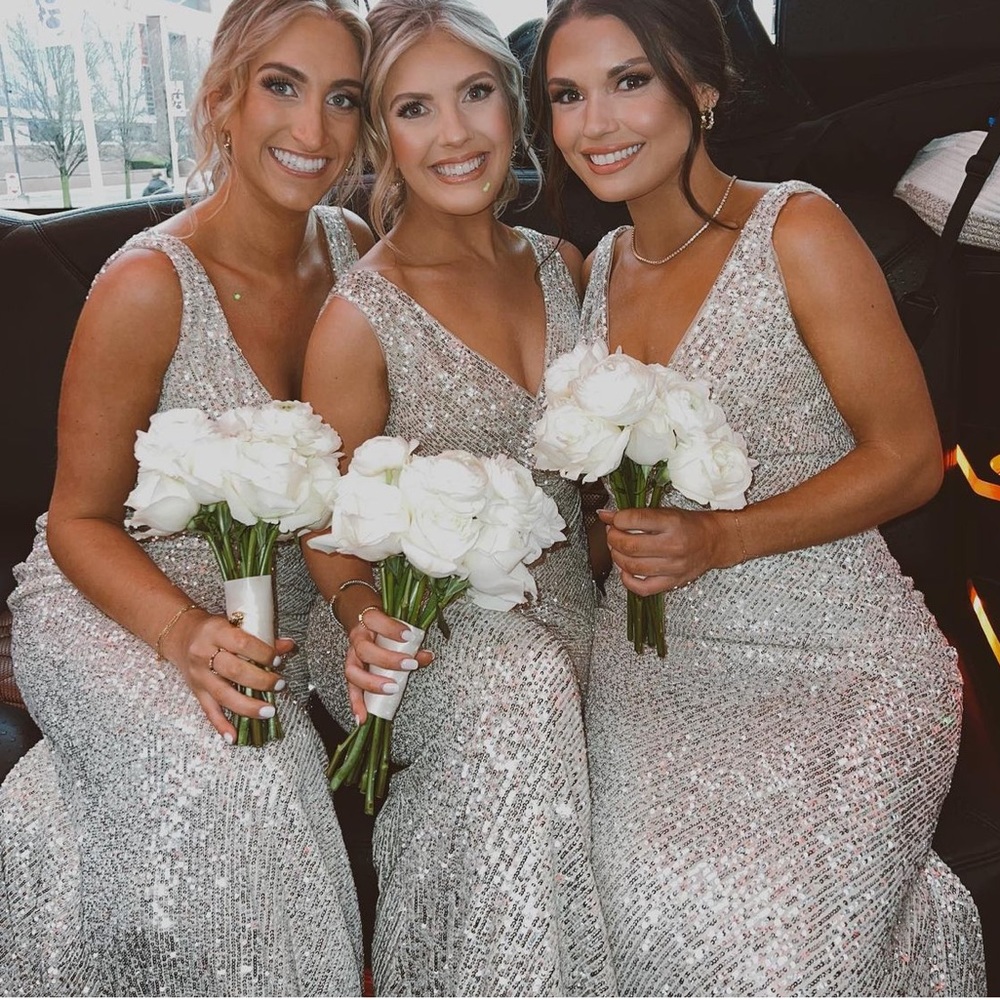 Jenny yoo gold sequin bridesmaid dress